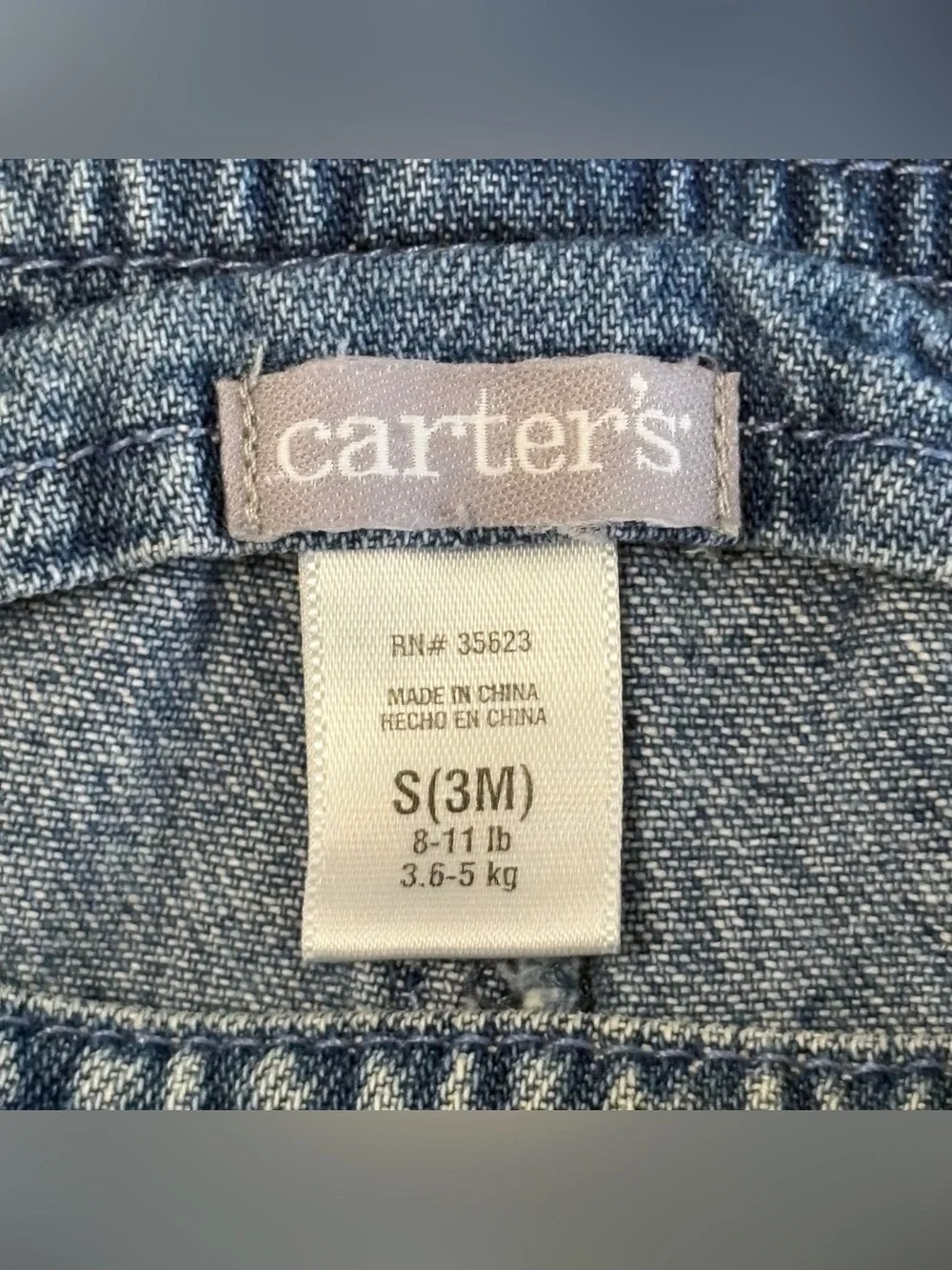 Carter Boys Infant Dog Gone Cute Denim Overalls with Dog Patch Size S (3 months)